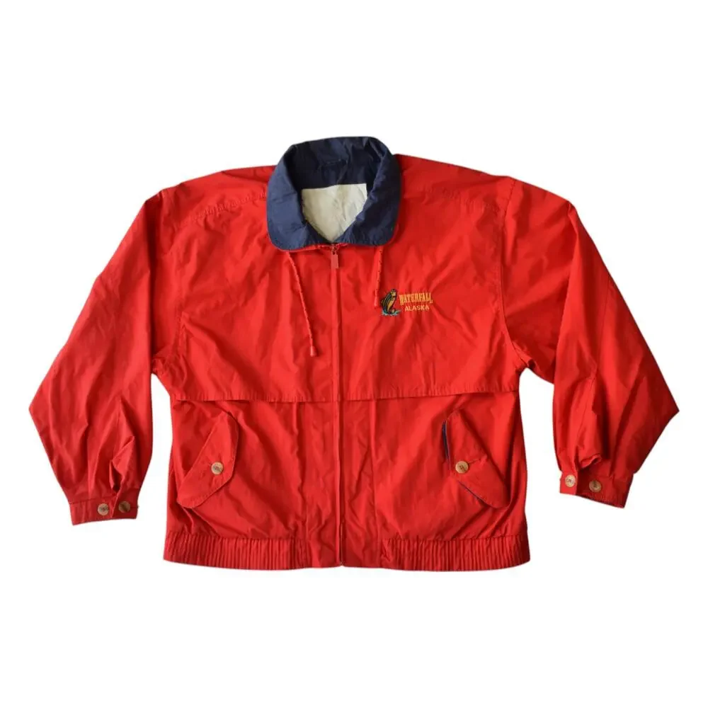 Vintage Gear for Sports Waterfall Alaska Windbreaker Jacket Men’s Large Red
